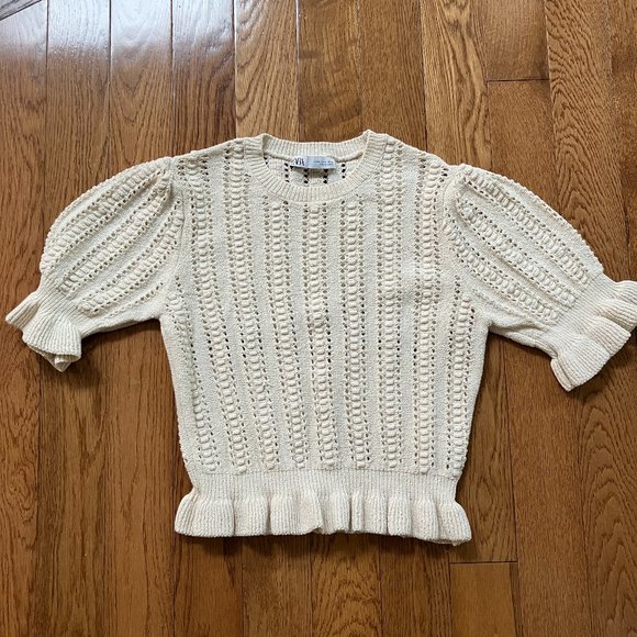 Zara Off White Crochet Top - Size M - Picture 1 of 2